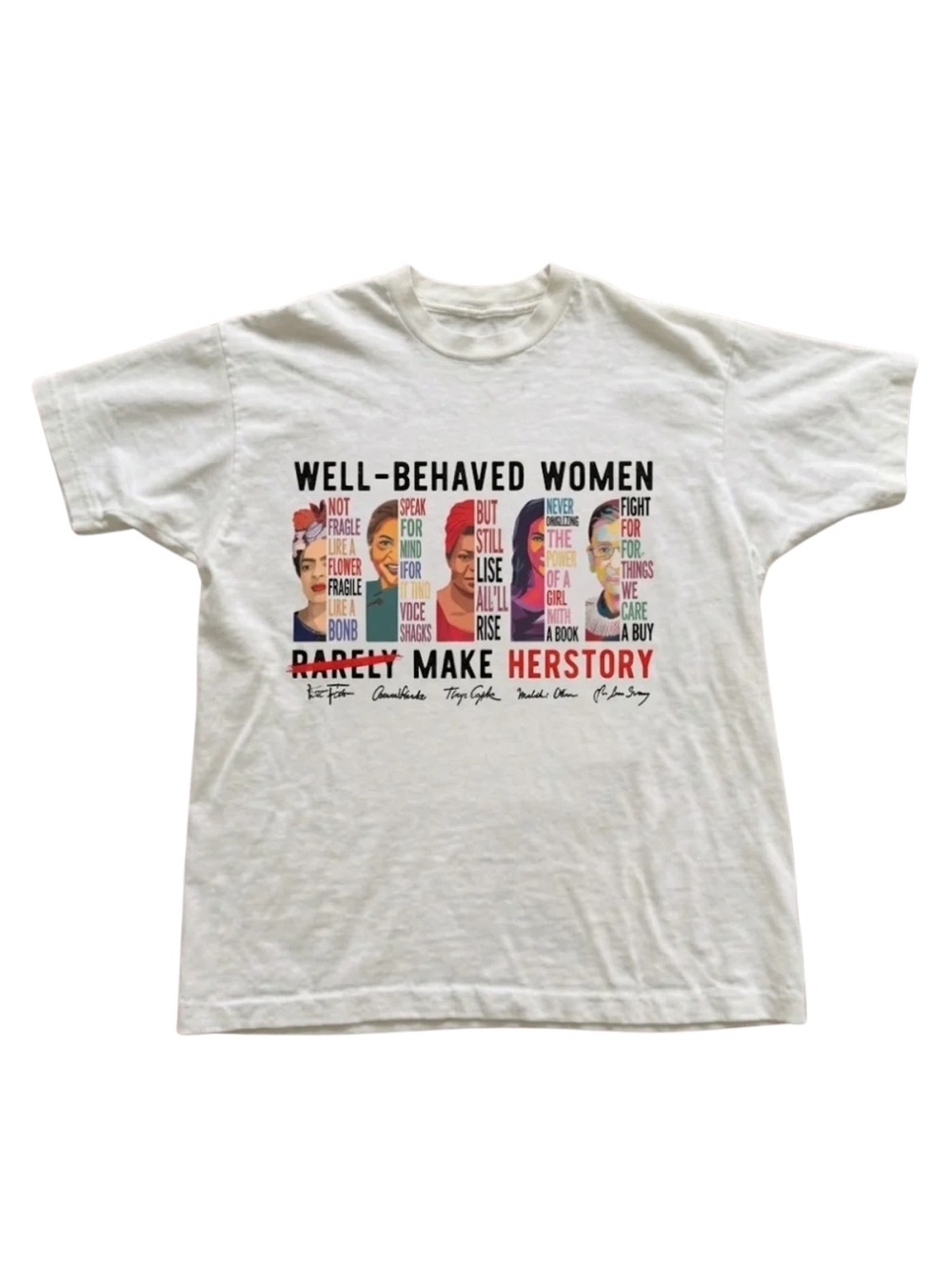 Gildan White "Well-Behaved Women Make Herstory" Graphic Tee